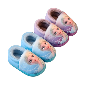 Sapato infantil feminino frozen modelo cor azul e roxo.