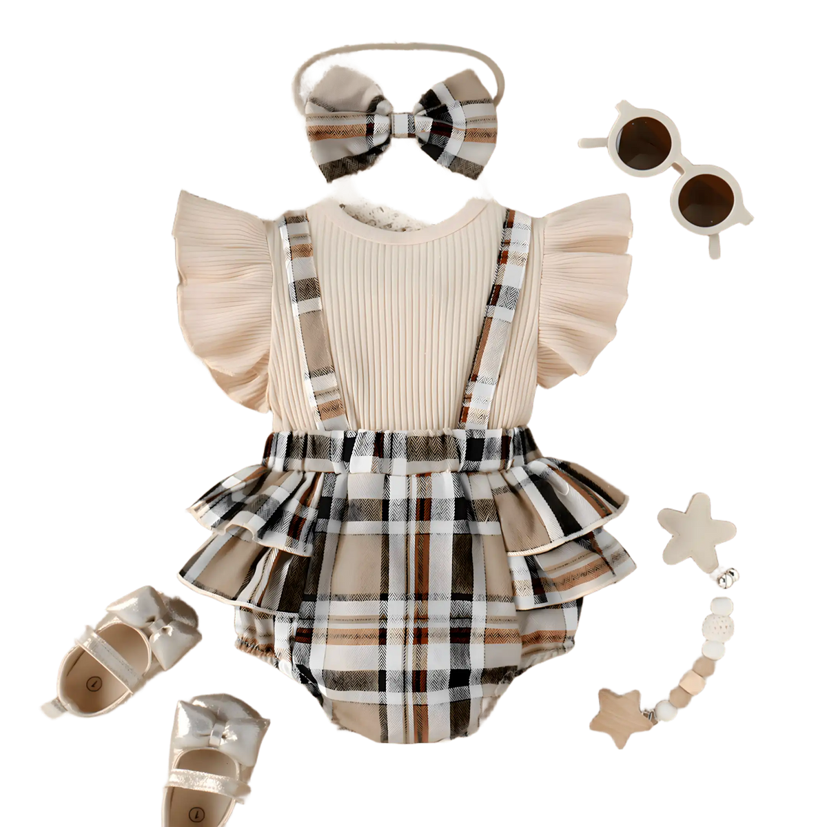 vestido infantil para menina estilo body ruffle em um fundo branco.